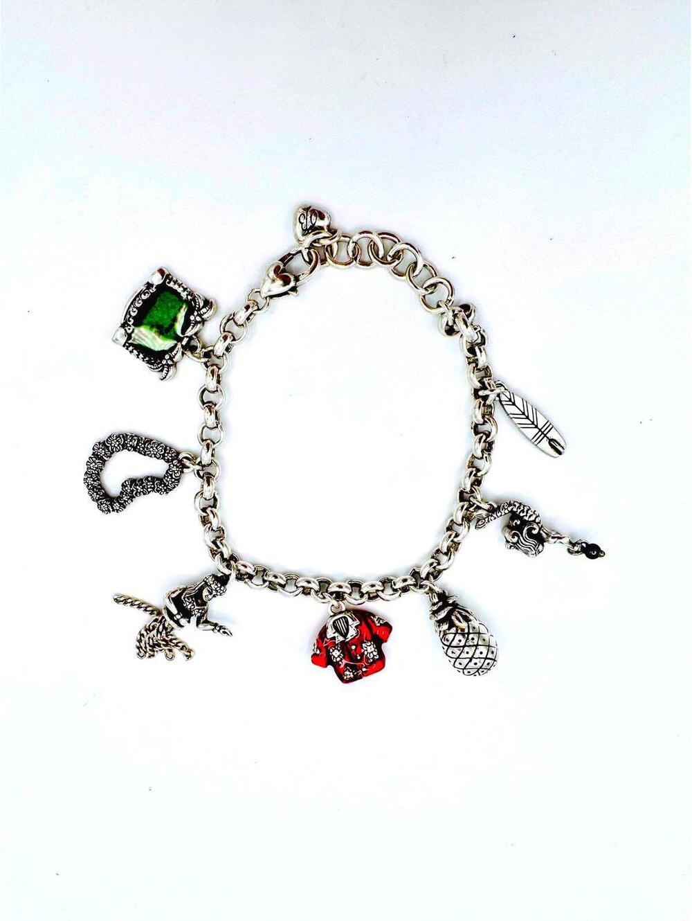 Retired Brighton silver plated Hawaiian theme charm bracelet - 7 charms